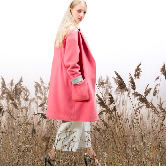 karra Jackets & Blazers - oversized pink wool coat sz 77 ( Korean)/ 12 ( USA )